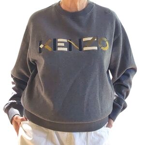 Kenzo Logo Fleece Crewneck Sweatshirt Grey Sz S